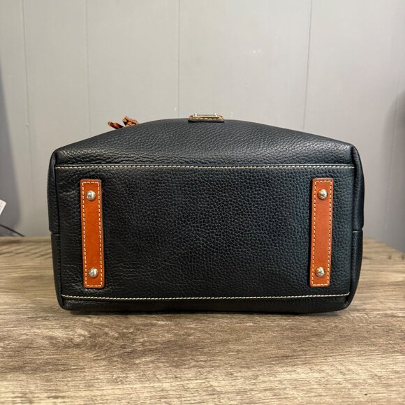 Dooney & Bourke Black Pebble Leather Shoulder Bag With Adjustable Strap & Tassel - Picture 7 of 11